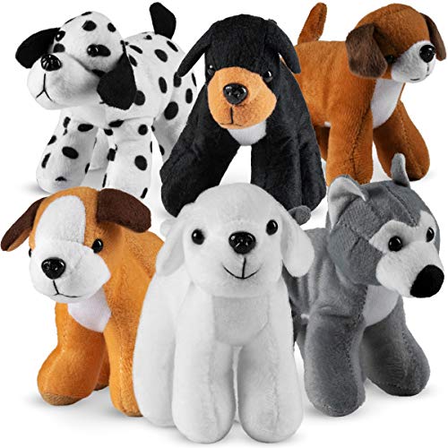 Bedwina Plush Puppy Dogs - Pack of 12 Assorted Stuffed Animals, 6 Inches Tall, Cute Stocking Stuffers