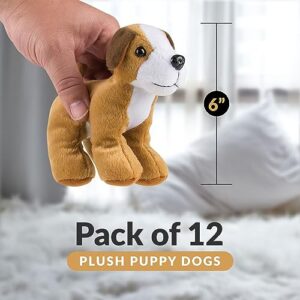 Bedwina Plush Puppy Dogs - Pack of 12 Assorted Stuffed Animals, 6 Inches Tall, Cute Stocking Stuffers