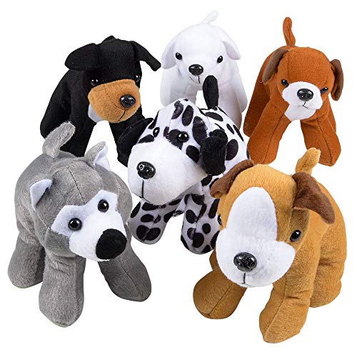 Bedwina Plush Puppy Dogs - Pack of 12 Assorted Stuffed Animals, 6 Inches Tall, Cute Stocking Stuffers