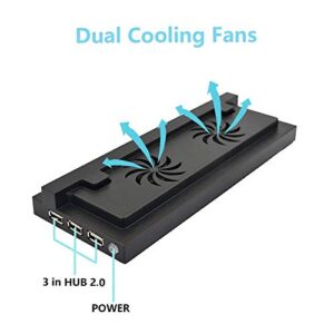 Xbox One S Vertical Stand with Cooling Fan, ELM Game Console Stand for Xbox One S with 3 USB Ports