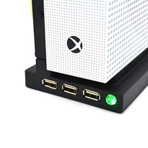 Xbox One S Vertical Stand with Cooling Fan, ELM Game Console Stand for Xbox One S with 3 USB Ports