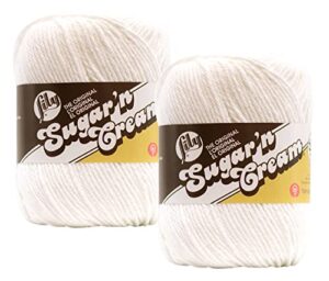 bulk buy: lily sugar 'n cream 100% cotton yarn (2-packs) ~ solids ~ 4 oz. super size skeins (white ss #18001)