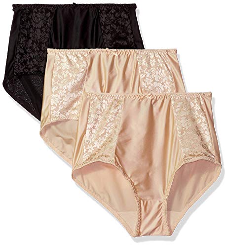 Bali Women's Double Support Brief 3-Pack, Black/Soft Taupe/Soft Taupe, 7