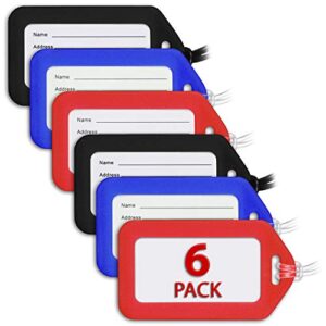 mifflin-usa luggage tags (classic, 6 pk), bag tag for baggage, suitcase tags bulk