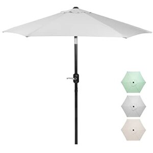 punchau 6 ft outdoor patio umbrella, easy open/close crank and push button tilt adjustment - gray market umbrellas