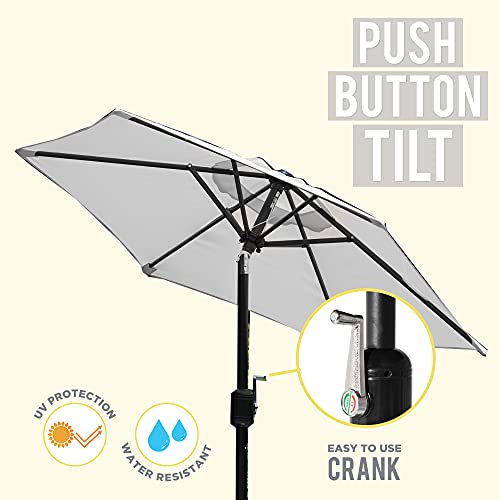 Punchau 6 Ft Outdoor Patio Umbrella, Easy Open/Close Crank and Push Button Tilt Adjustment - Gray Market Umbrellas