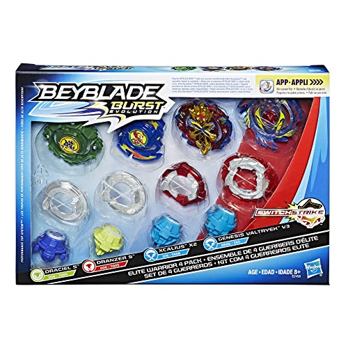 Hasbro Beyblade Burst Evolution Elite Warrior 4-Pack - 4 Iconic Right-Spin Battling Tops, Game ((Amazon Exclusive)