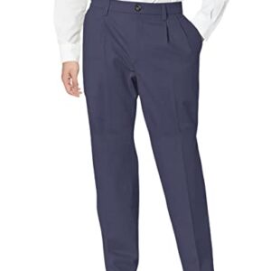 Dockers Men's Relaxed Fit Signature Khaki Lux Cotton Stretch Pants-Pleated, Navy, 40W x 30L