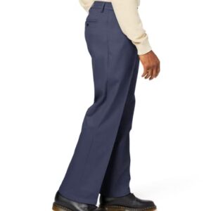 Dockers Men's Relaxed Fit Signature Khaki Lux Cotton Stretch Pants-Pleated, Navy, 40W x 30L