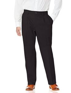 dockers men's relaxed fit signature khaki lux cotton stretch pants-pleated, black, 44w x 30l