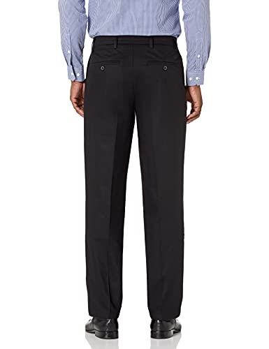 Dockers Men's Relaxed Fit Signature Khaki Lux Cotton Stretch Pants-Pleated, Black, 44W x 30L