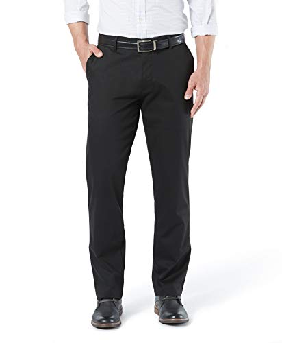 Dockers Men's Straight Fit Signature Lux Cotton Stretch Khaki Pant, Black, 38W x 32L