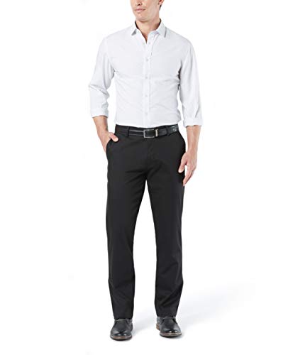 Dockers Men's Straight Fit Signature Lux Cotton Stretch Khaki Pant, Black, 38W x 32L