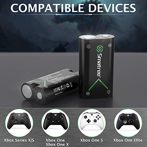 Smatree Rechargeable Battery Compatible with Xbox Series X|S/Xbox One/Xbox One S/Xbox One X/Xbox One Elite Wireless Controller, 3 Pack Batteries with Charger