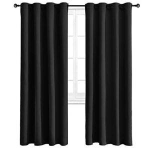 wontex blackout curtains thermal insulated with grommet curtains for bedroom, 52 x 84 inch, black, 2 panels