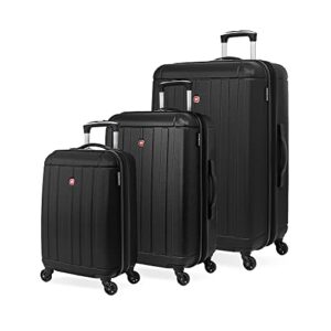 swissgear 6297 hardside expandable luggage with spinner wheels, black, checked-large 27-inch