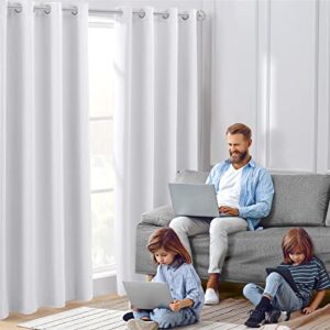 HOMEIDEAS Greyish White Curtains 84 Inches Long 2 Panels Set, Room Darkening Curtains & Drapes for Bedroom, Light Blocking Thermal Insulated Grommet Window Curtains for Living Room