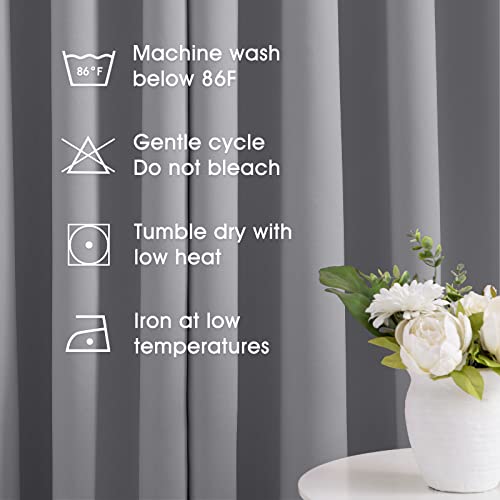 HOMEIDEAS Light Grey Blackout Curtains for Bedroom 52 X 84 Inch Long 2 Panels Set Room Darkening Curtains & Drapes, Light Blocking Soundproof Thermal Insulated Grommet Window Curtains for Living Room