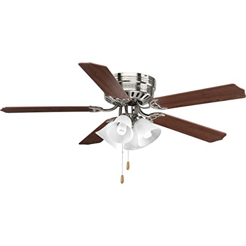 Progress Lighting AirPro Collection Four-Light Ceiling Fan Light, Brushed Nickel