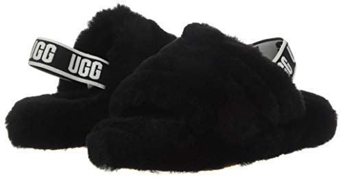 UGG baby girls Slide Slipper, Black, 6 Big Kid US