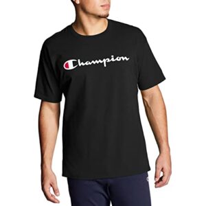 champion mens classic t-shirt, classic script t shirt, black-y06794, x-large us