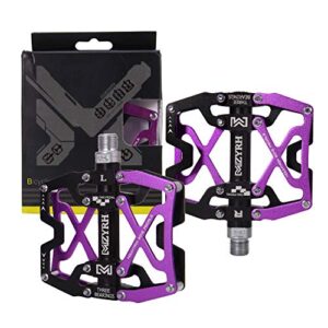 MZYRH Mountain Bike Pedals, Ultra Strong Colorful CNC Machined 9/16" Cycling Sealed 3 Bearing Pedals(Purple 3 Bearings)