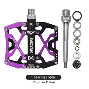 MZYRH Mountain Bike Pedals, Ultra Strong Colorful CNC Machined 9/16" Cycling Sealed 3 Bearing Pedals(Purple 3 Bearings)