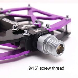 MZYRH Mountain Bike Pedals, Ultra Strong Colorful CNC Machined 9/16" Cycling Sealed 3 Bearing Pedals(Purple 3 Bearings)