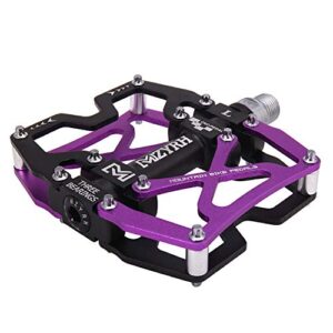 MZYRH Mountain Bike Pedals, Ultra Strong Colorful CNC Machined 9/16" Cycling Sealed 3 Bearing Pedals(Purple 3 Bearings)