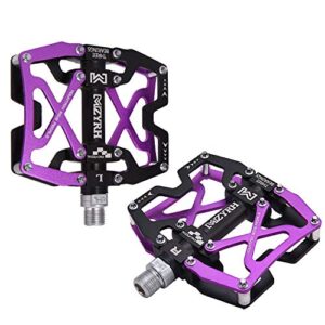 MZYRH Mountain Bike Pedals, Ultra Strong Colorful CNC Machined 9/16" Cycling Sealed 3 Bearing Pedals(Purple 3 Bearings)