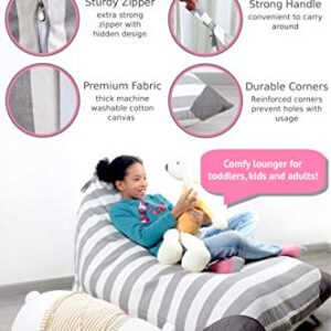 XL Stuffed Animal Storage Bean Bag Chair by mylola | Premium Quality Cotton Canvas Cover | Kids Soft Toy Organizer fits 200L | Makes Comfy Lounger