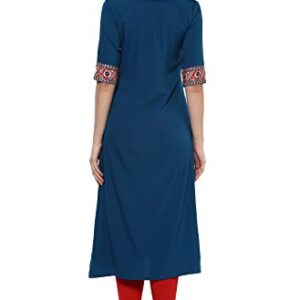 Janasya Indian Women's Tunic Tops Crepe Kurti For Women(JNE2100-KR-144-L) Turquoise