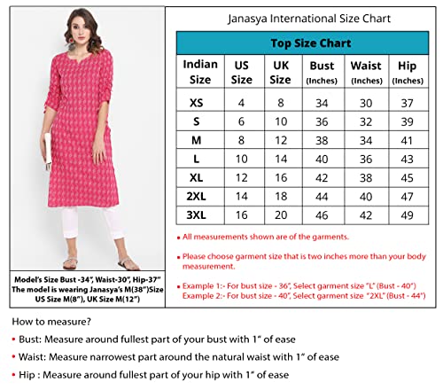 Janasya Indian Women's Tunic Tops Crepe Kurti For Women(JNE2100-KR-144-L) Turquoise