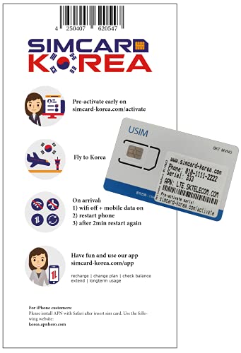 LTE SIM Card Korea - High-Speed LTE for Fast and Cheap Browsing and Calling - Prepaid Data SIM Card for Korea Vacation and Business Travelers