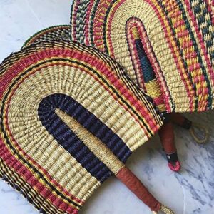 african handfan with leather handle