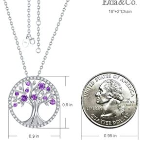 ELDA & CO. Tree of Life Necklace for Wife Mom Birthday Gifts February Birthstone Amethyst Jewelry for Women Sterling Silver Fine Jewelry