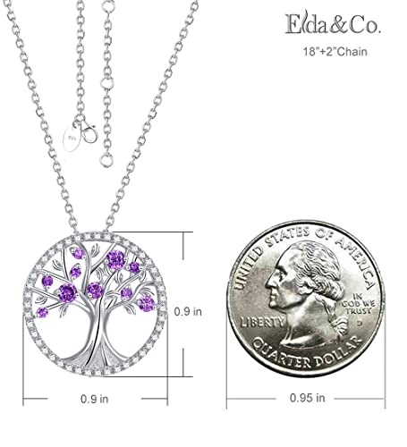 ELDA & CO. Tree of Life Necklace for Wife Mom Birthday Gifts February Birthstone Amethyst Jewelry for Women Sterling Silver Fine Jewelry
