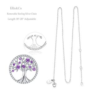 ELDA & CO. Tree of Life Necklace for Wife Mom Birthday Gifts February Birthstone Amethyst Jewelry for Women Sterling Silver Fine Jewelry