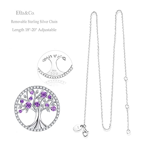 ELDA & CO. Tree of Life Necklace for Wife Mom Birthday Gifts February Birthstone Amethyst Jewelry for Women Sterling Silver Fine Jewelry