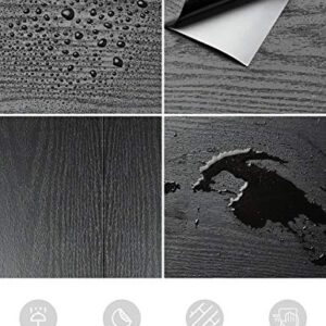 Abyssaly Black Wood Peel and Stick Paper Decorative Self-Adhesive Film for Surfaces Easy to Clean Thickening Upgrade Increase Stomata and Reduces Bubble Generation 11.8 Inch X 78.7 Inch