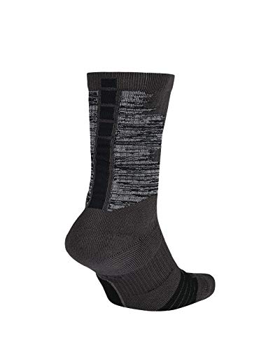 NIKE Elite Graphic Basketball Crew Socks Men's (Thunder Grey/Gunsmoke/Black, Large)