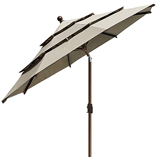 EliteShade USA 10-Year-Non-Fading Sunumbrella 9Ft 3 Tiers Market Umbrella Patio Umbrella Outdoor Table Umbrella with Ventilation,Antique Beige