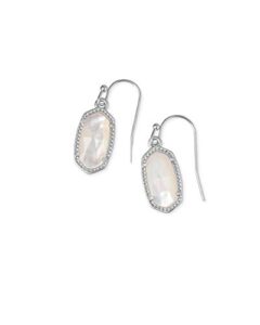 kendra scott lee drop earrings for women, fashion jewelry, rhodium-plated, ivory mother of pearl