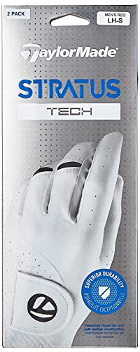 TaylorMade Stratus Tech Glove 2-Pack (White, Left Hand, Large), White(Large, Worn on Left Hand)