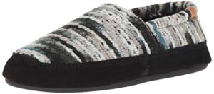 acorn women's moc slipper – cozy, comfortable moccasins for women – house shoes with memory foam cloud cushioning and indoor / outdoor sole, wooly stripes, 8-9