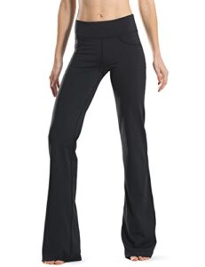 safort 28" 30" 32" 34" inseam regular tall bootcut yoga pants, 4 pockets, upf50+, black, l