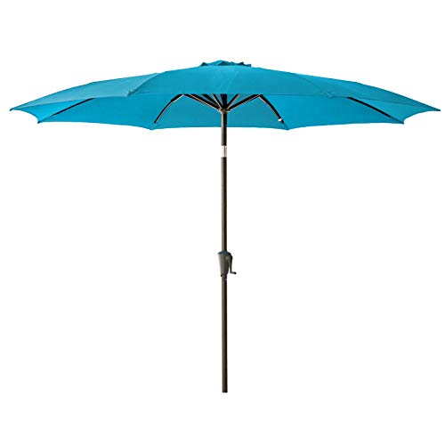 C-Hopetree 10 ft Outdoor Patio Market Table Umbrella with Fiberglass Rib Tip and Tilt, Aqua Blue