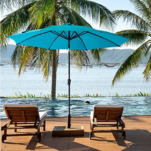 C-Hopetree 10 ft Outdoor Patio Market Table Umbrella with Fiberglass Rib Tip and Tilt, Aqua Blue