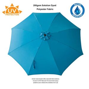 C-Hopetree 10 ft Outdoor Patio Market Table Umbrella with Fiberglass Rib Tip and Tilt, Aqua Blue