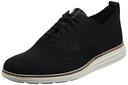 Cole Haan Men's Original Grand Knit Wing TIP II Sneaker, BLACK/IVORY, 10 M US